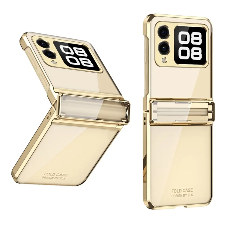 For Huawei nova Flip 5G Case Electroplating PC Folding Phone Cover - Champagne Gold