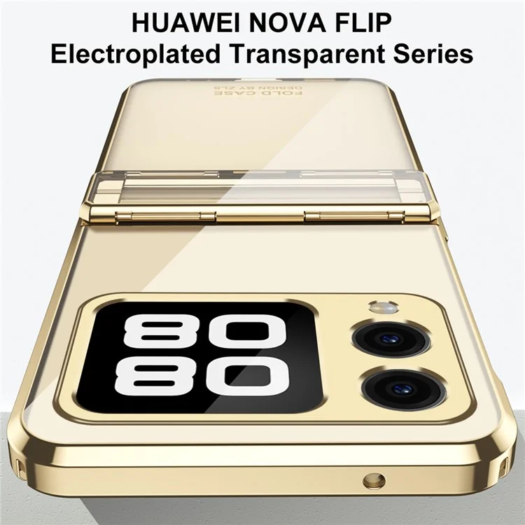 For Huawei nova Flip 5G Case Electroplating PC Folding Phone Cover - Champagne Gold