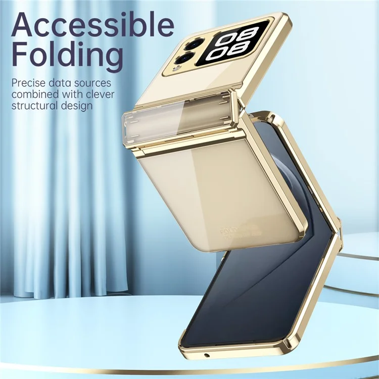 For Huawei nova Flip 5G Case Electroplating PC Folding Phone Cover - Champagne Gold