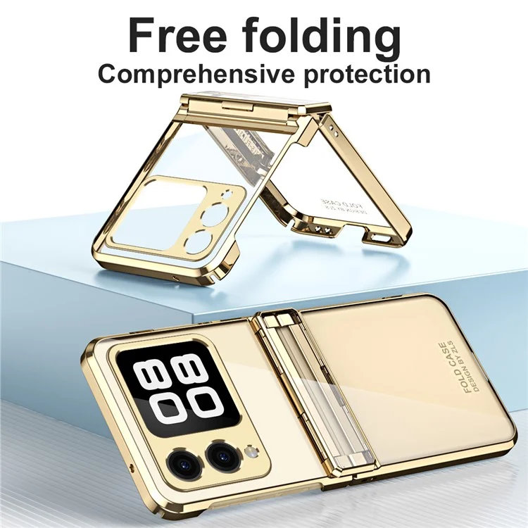 For Huawei nova Flip 5G Case Electroplating PC Folding Phone Cover - Champagne Gold