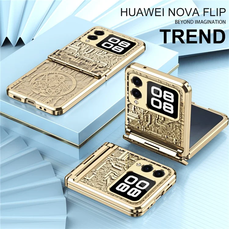 Pour Huawei Nova Flip 5G Case Mécanique Légende Électroplasante Couverture de Téléphone PC - or Champagne