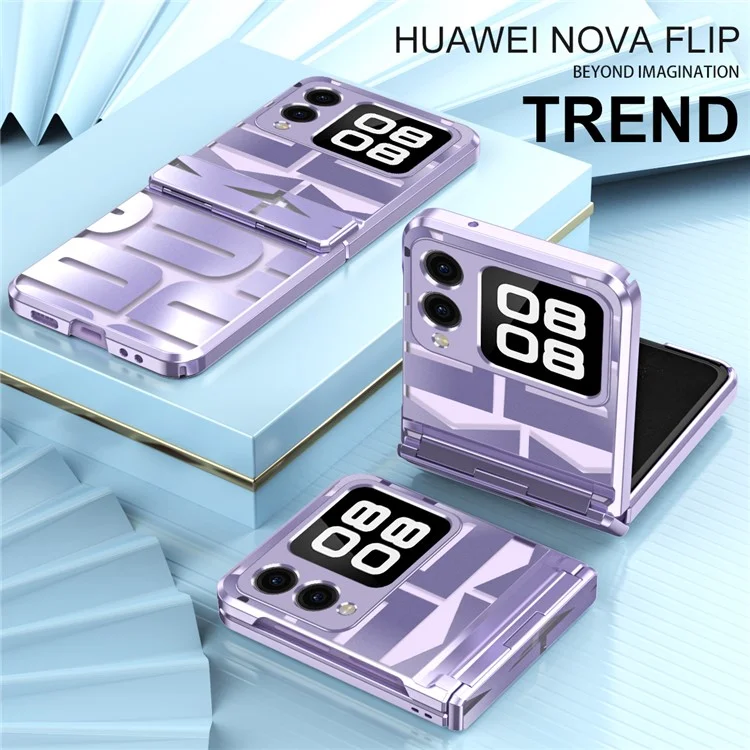 For Huawei nova Flip 5G Case Hard PC Electroplating Phone Cover with Hinge Protection - Purple