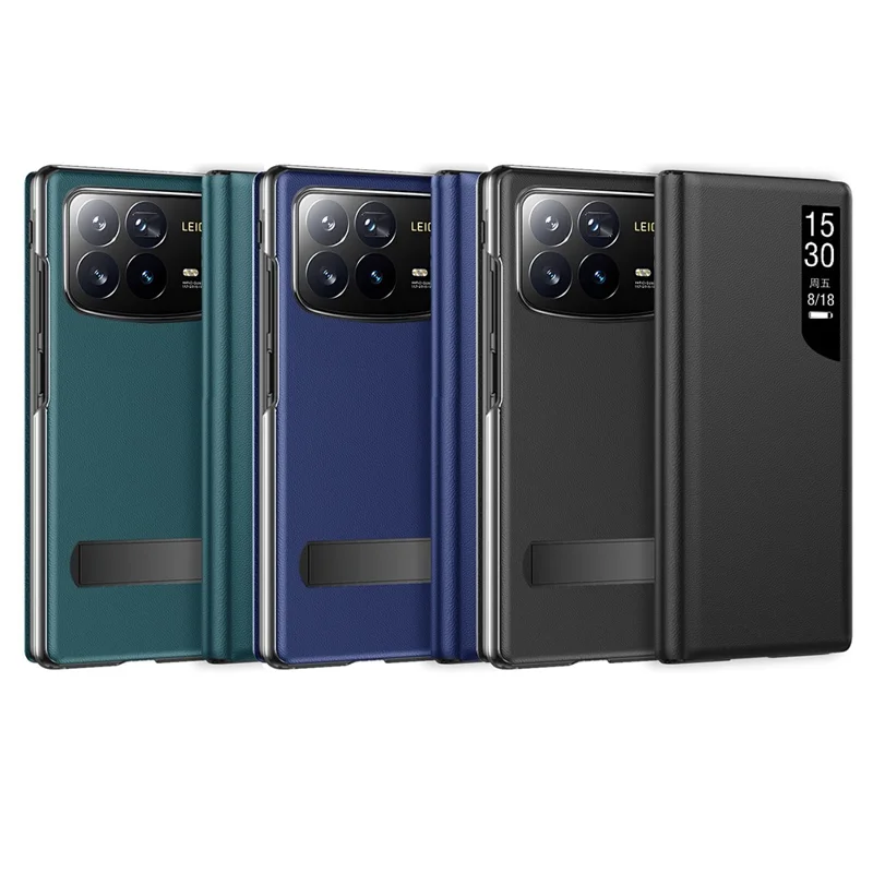 For Xiaomi Mix Fold 4 5G Case View Window PU Leather Kickstand Phone Cover - Sapphire