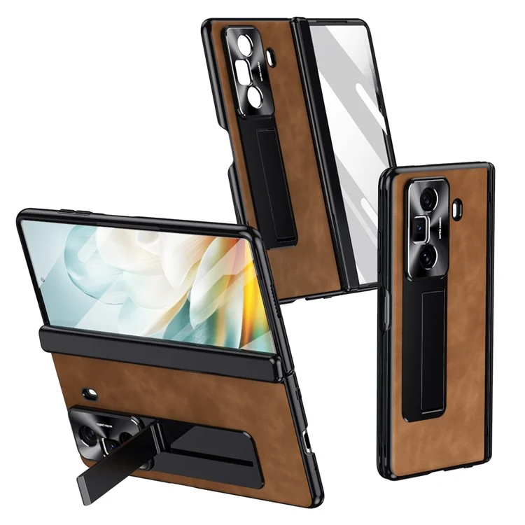 Per Honor Magic Vs3 5G Case Leather+PC Copertura Telefonica Con Pellicola Con Vetro Temperato - Marrone