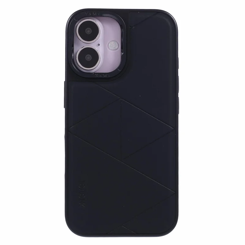 X-LEVEL Für iPhone 16 Case Geometrische PC+TPU+Leder Anti-Kratzer Handyhülle - Schwarz