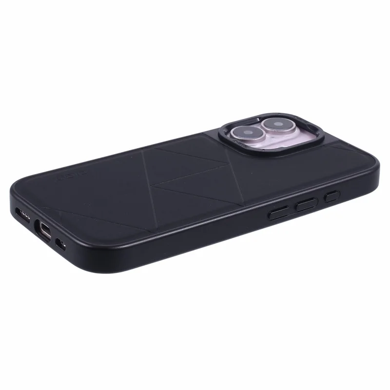X-LEVEL Für iPhone 16 Case Geometrische PC+TPU+Leder Anti-Kratzer Handyhülle - Schwarz