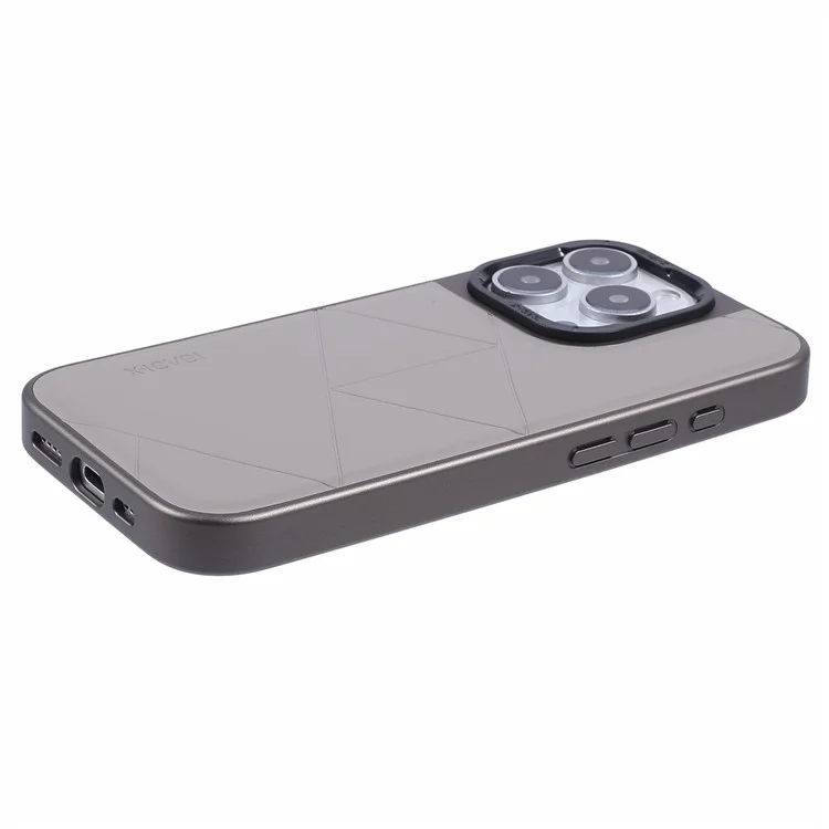 X-LEVEL Für iPhone 16 Pro Hülle Geometrische PC+TPU+Leder Anti-Kratzer Handyhülle - Titanium Grey