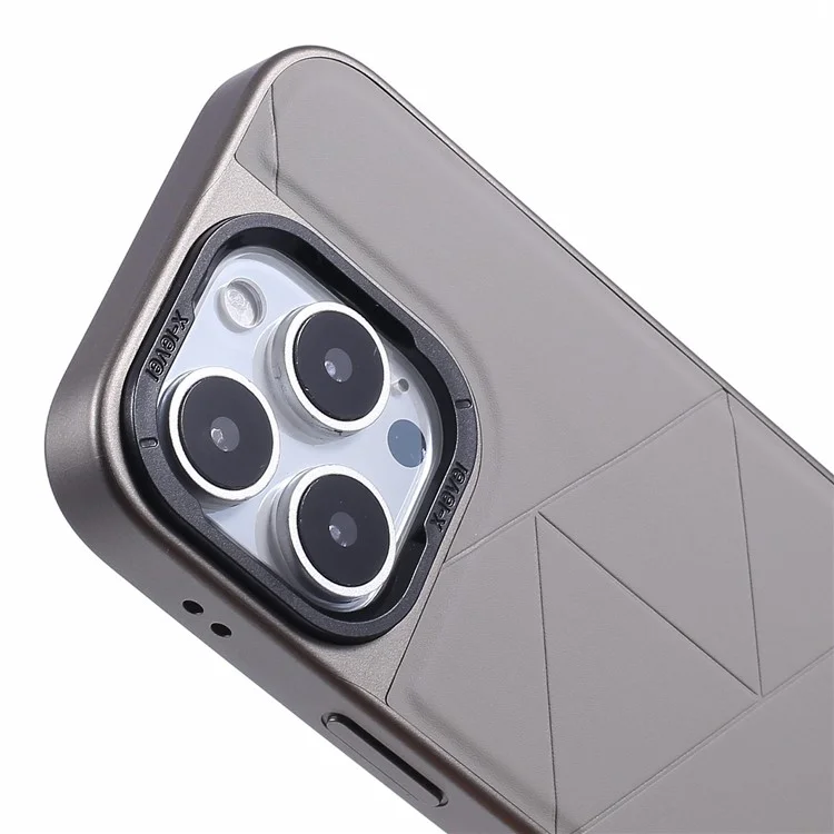 X-LEVEL Für iPhone 16 Pro Hülle Geometrische PC+TPU+Leder Anti-Kratzer Handyhülle - Titanium Grey