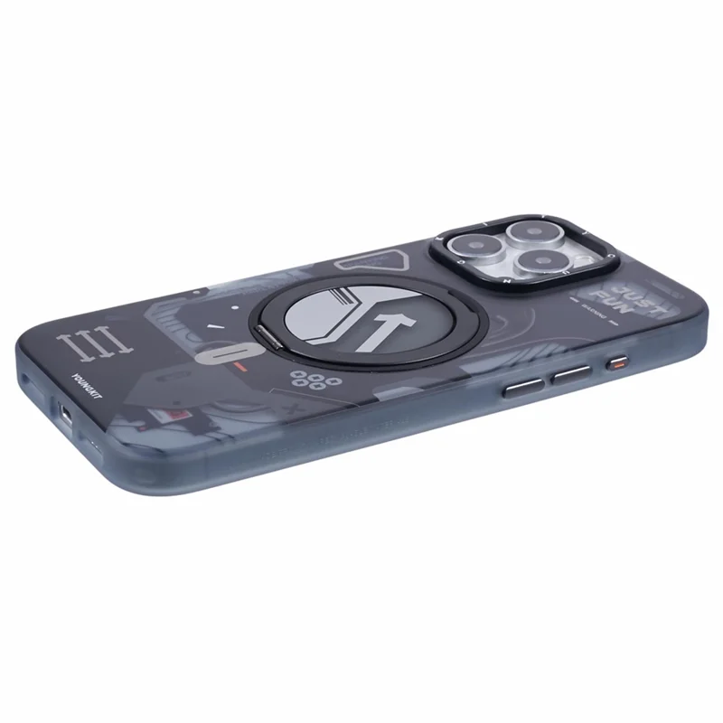 Youngkit Per Iphone 16 Pro Magnetic Case a Rotazione Coperchio Telefonico IMD TPU - Nero