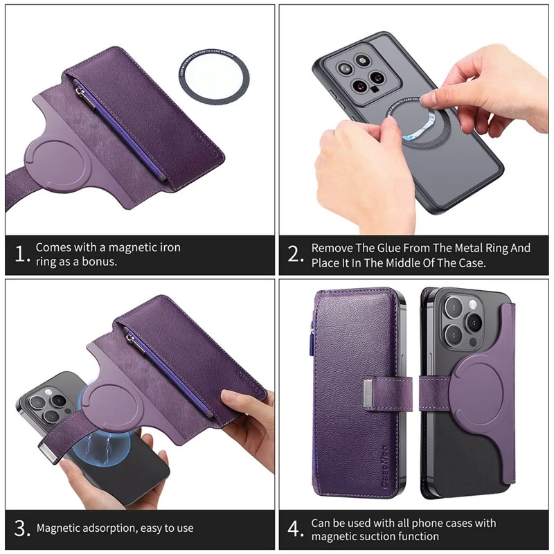 Coperchio Telefonico Per Telefono Staccabile Magnetico MW-02S Caseneo Per Supporto Per il Bloccante RFID da 6,7 ​​pollici - Viola