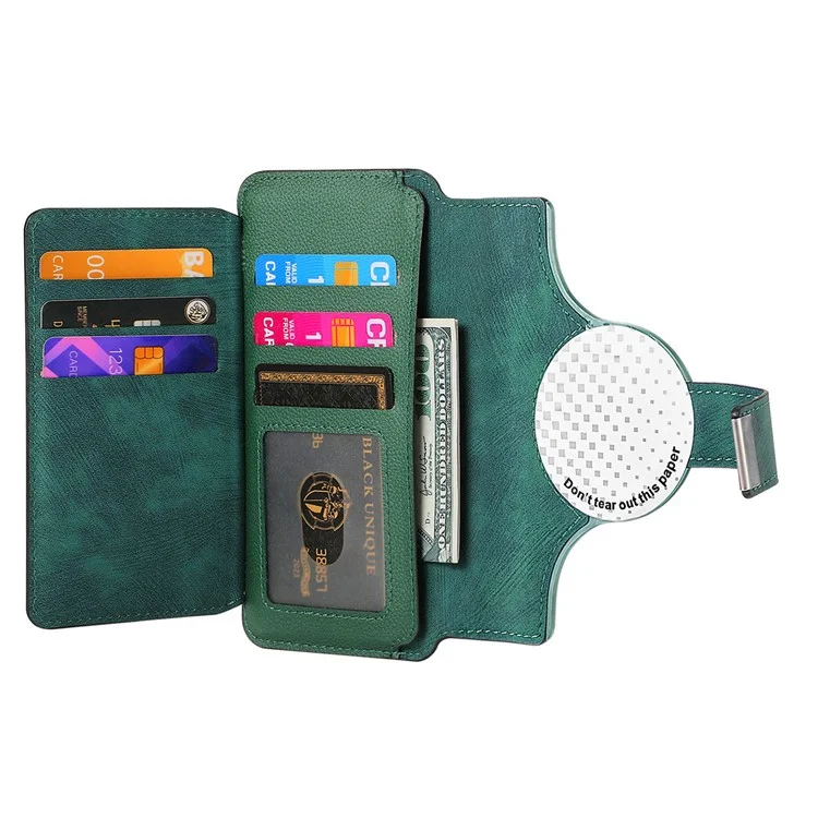 CASENEO MW-02S Magnetic Detachable Leather Phone Cover for 6.9 inch Phone RFID Blocking Wallet Stand - Green