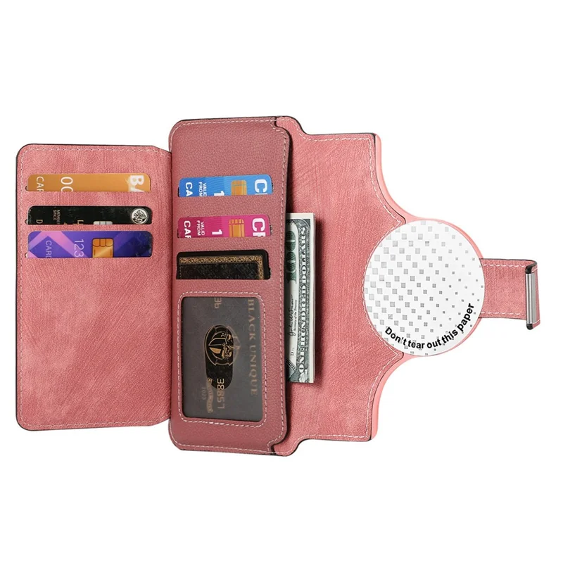 Caseneo MW-02S Tampa de Telefone de Couro Destacável Magnético Para o Suporte de Carteira de Bloqueio de Telefone RFID de 6,4 Polegadas - Rosa