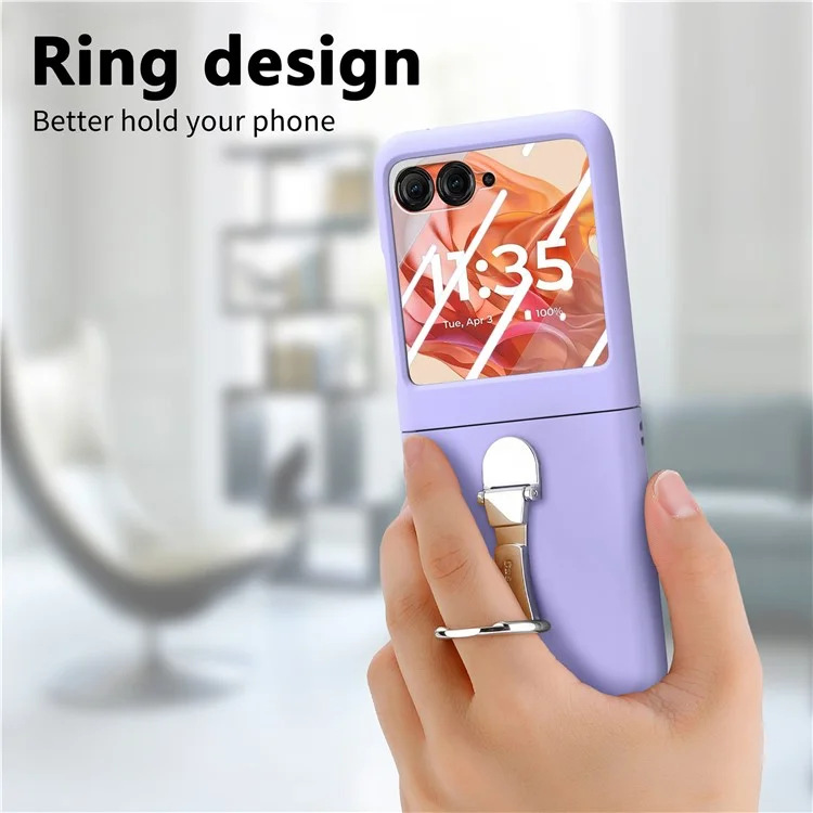 Для Motorola Razr 50 5G Case Ring Кольцо с Пленкой Для Компьютера с Задним Экраном из Закаленного Стекла - Фиолетовый