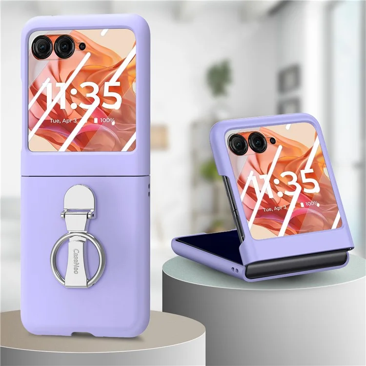 Для Motorola Razr 50 5G Case Ring Кольцо с Пленкой Для Компьютера с Задним Экраном из Закаленного Стекла - Фиолетовый