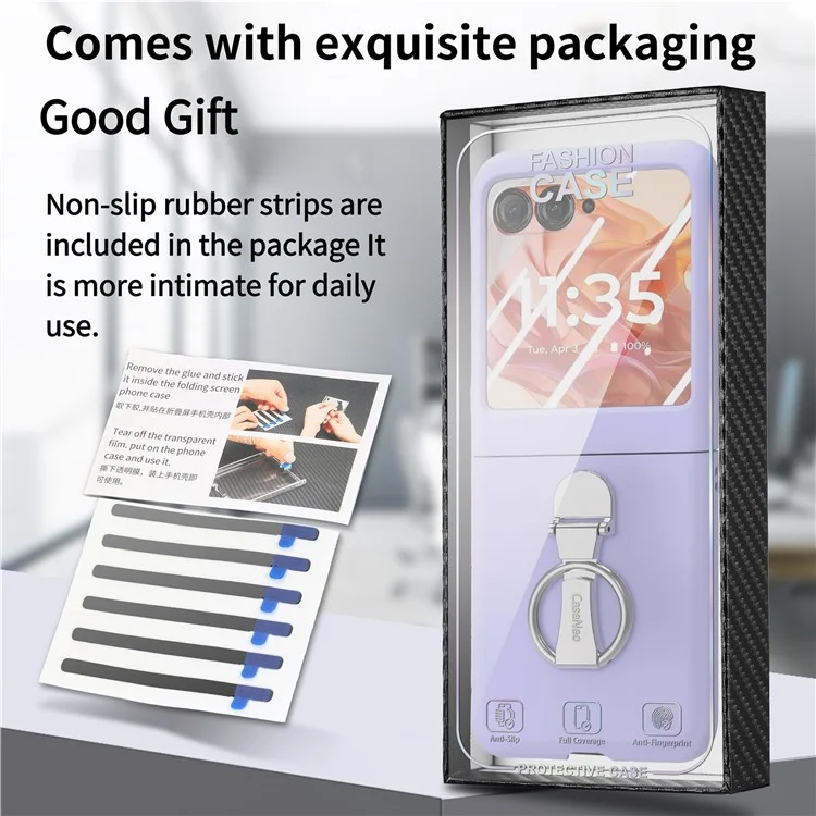 Для Motorola Razr 50 5G Case Ring Кольцо с Пленкой Для Компьютера с Задним Экраном из Закаленного Стекла - Фиолетовый