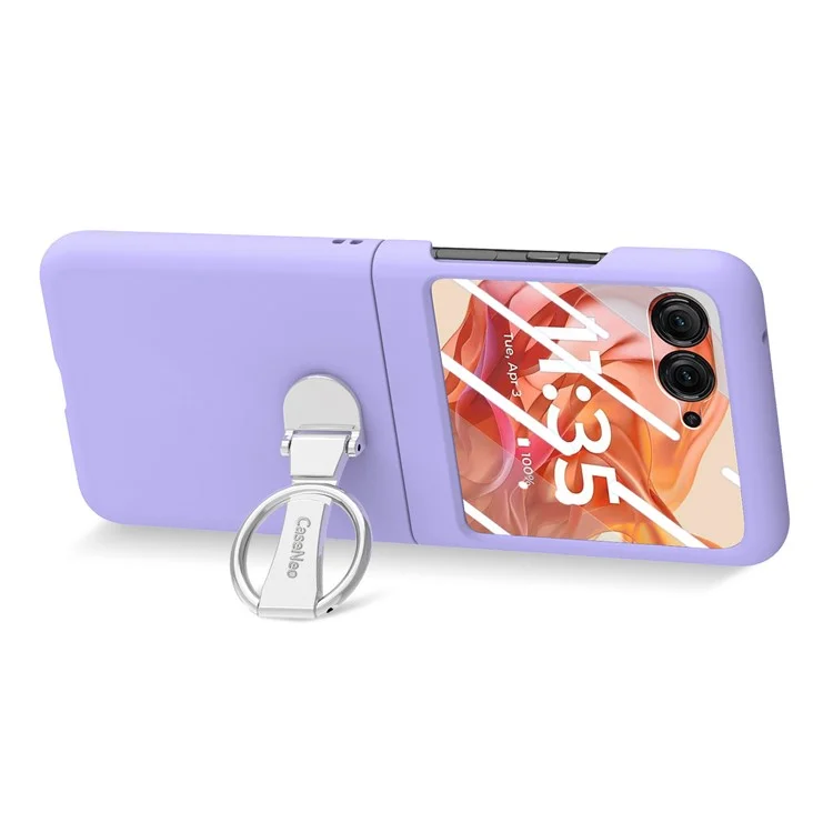 Для Motorola Razr 50 5G Case Ring Кольцо с Пленкой Для Компьютера с Задним Экраном из Закаленного Стекла - Фиолетовый