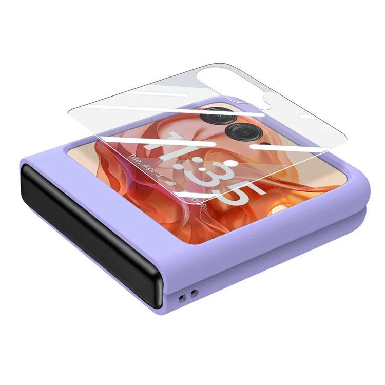 Для Motorola Razr 50 5G Case Ring Кольцо с Пленкой Для Компьютера с Задним Экраном из Закаленного Стекла - Фиолетовый