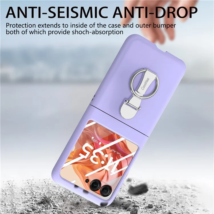 Для Motorola Razr 50 5G Case Ring Кольцо с Пленкой Для Компьютера с Задним Экраном из Закаленного Стекла - Фиолетовый