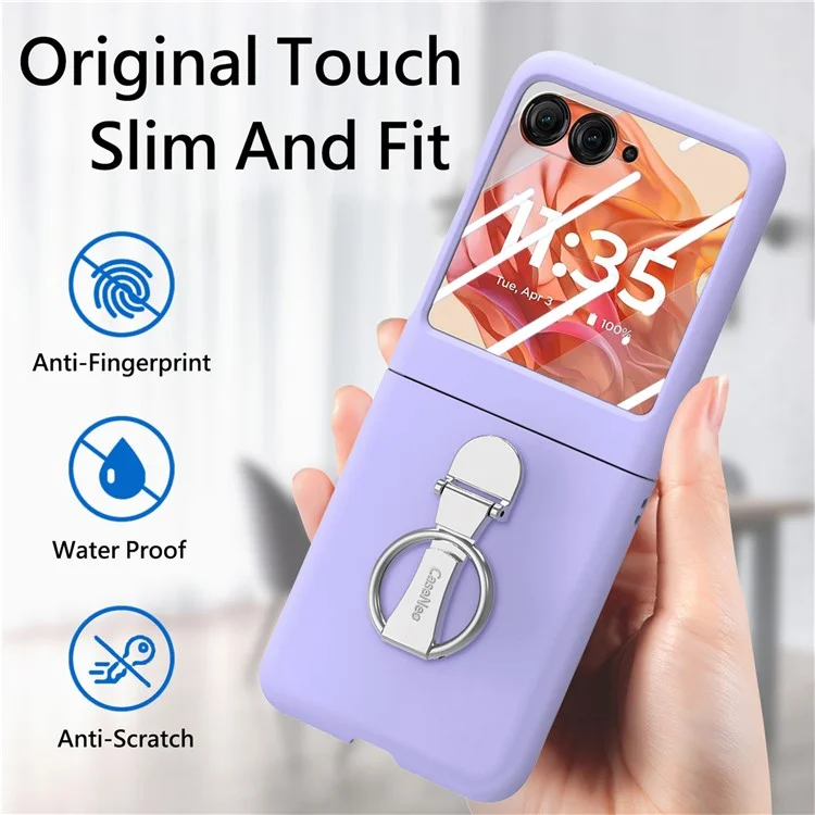 Для Motorola Razr 50 5G Case Ring Кольцо с Пленкой Для Компьютера с Задним Экраном из Закаленного Стекла - Фиолетовый