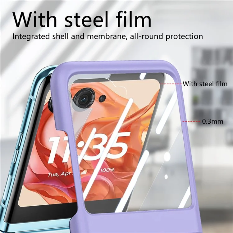 Для Motorola Razr 50 5G Case Ring Кольцо с Пленкой Для Компьютера с Задним Экраном из Закаленного Стекла - Фиолетовый