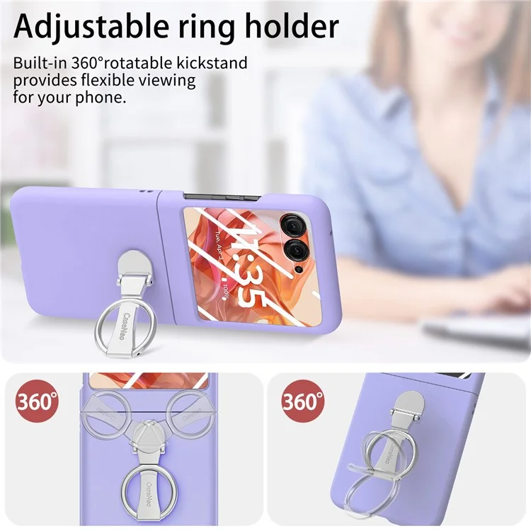 Для Motorola Razr 50 5G Case Ring Кольцо с Пленкой Для Компьютера с Задним Экраном из Закаленного Стекла - Фиолетовый