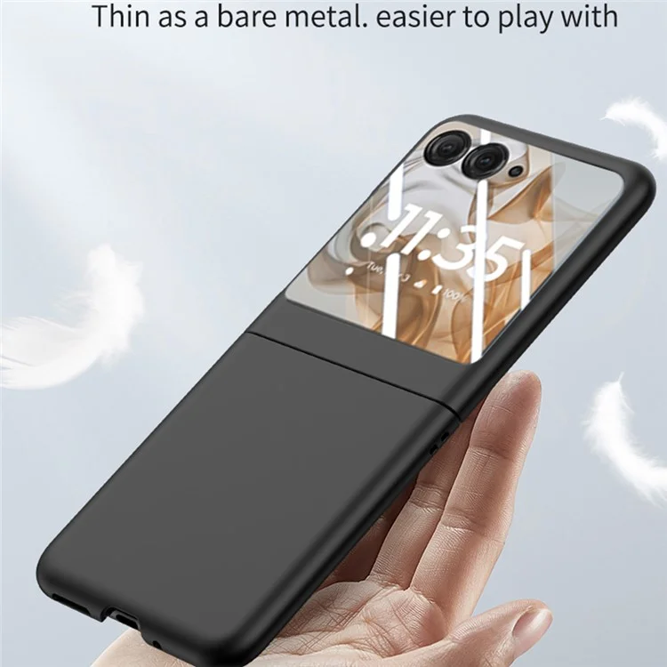 For Motorola Razr 50 5G Case Skin-Touch PC Phone Cover with Rear Screen Protector - Black