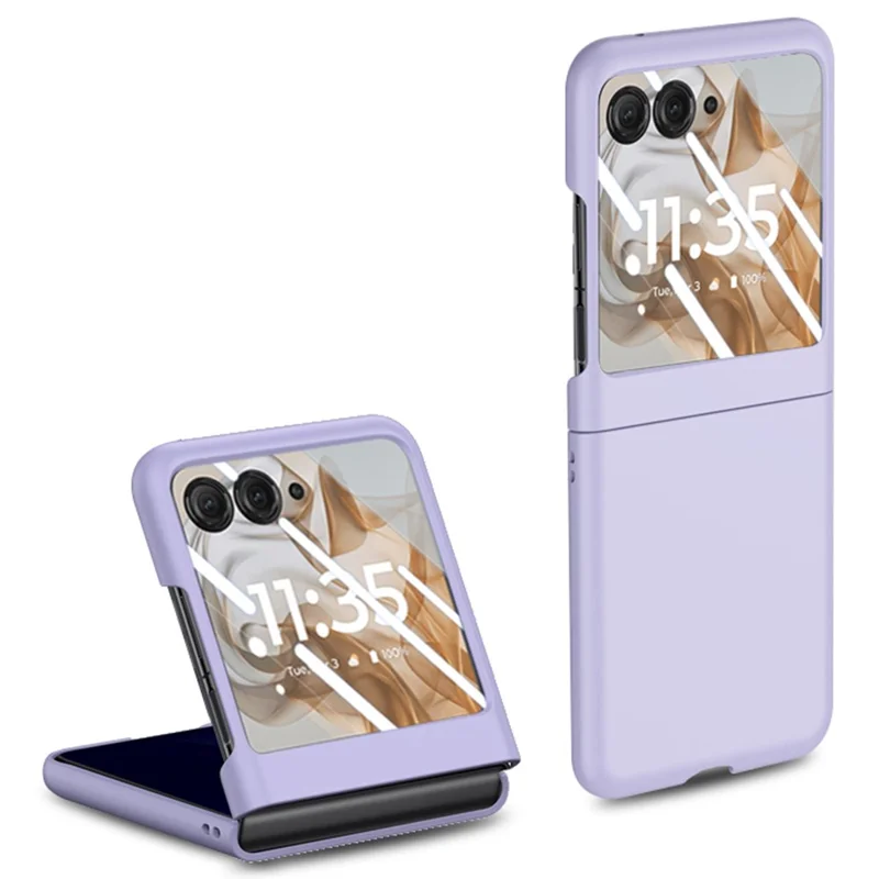 For Motorola Razr 50 5G Case Skin-touch PC Phone Cover with Rear Screen Protector - Purple