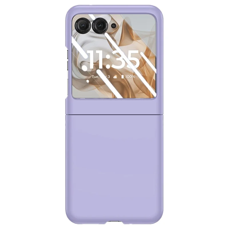 For Motorola Razr 50 5G Case Skin-touch PC Phone Cover with Rear Screen Protector - Purple