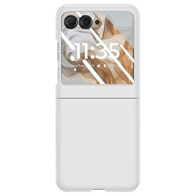 For Motorola Razr 50 5G Case Skin-touch PC Phone Cover with Rear Screen Protector - White