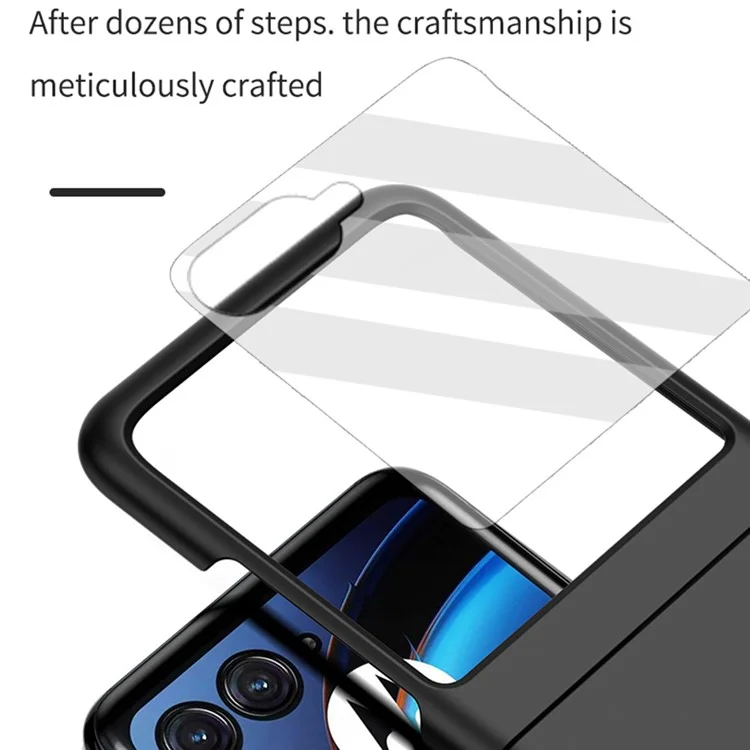For Motorola Razr 50 5G Case Skin-touch PC Phone Cover with Rear Screen Protector - White