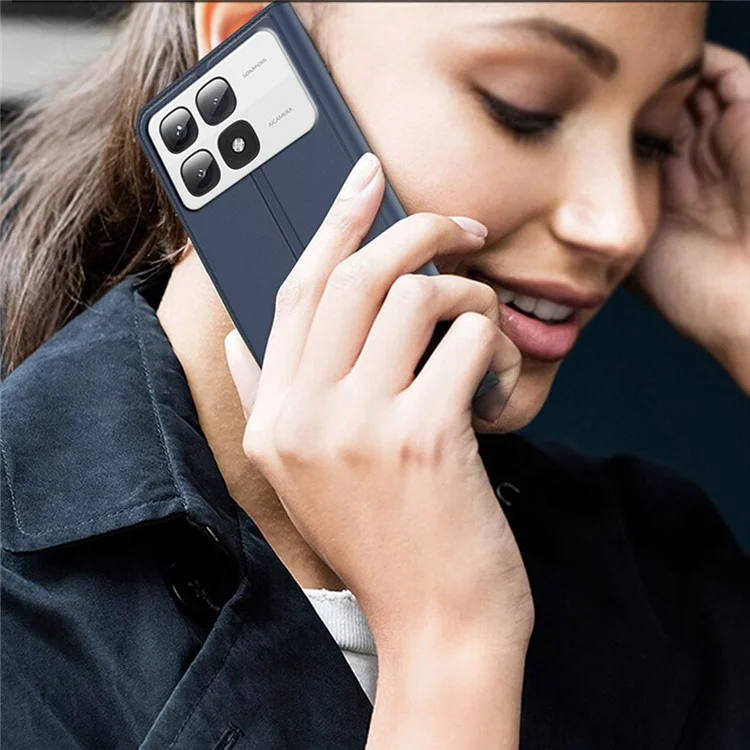 Para Xiaomi 14T Pro Case Capa de Telefone de Couro PU com Suporte para Cartão Fecho Magnético - Azul
