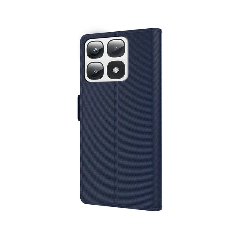 For Xiaomi 14T Case Stand PU Leather Phone Cover Card Holder Mirror - Blue