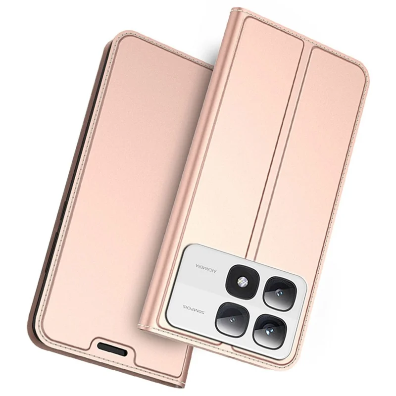 For Xiaomi 14T Case PU Leather Phone Cover with Card Holder Stand Magnetic Closure - Rose Gold