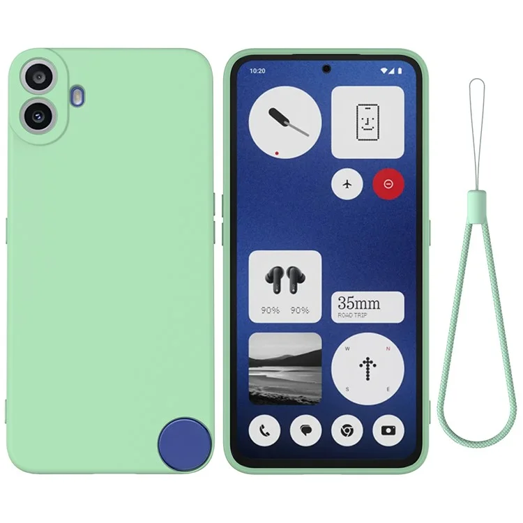For Nothing CMF Phone 1 Case Liquid Silicone Anti-Scratch Phone Cover with Hand Strap - Green