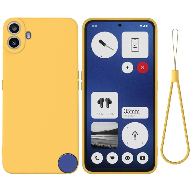 For Nothing CMF Phone 1 Case Liquid Silicone Anti-Scratch Phone Cover with Hand Strap - Yellow