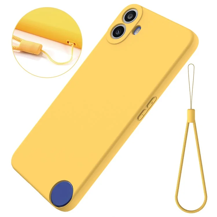 For Nothing CMF Phone 1 Case Liquid Silicone Anti-Scratch Phone Cover with Hand Strap - Yellow