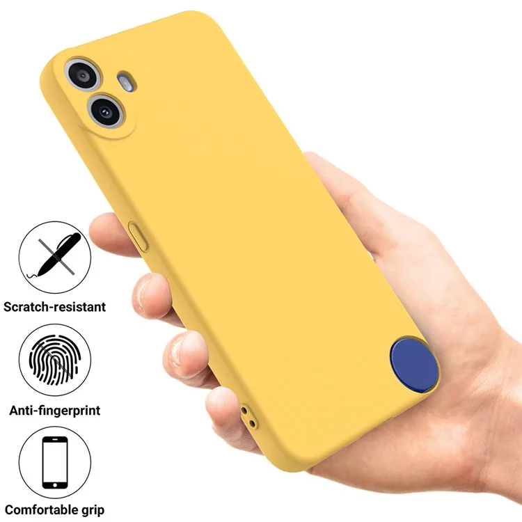 For Nothing CMF Phone 1 Case Liquid Silicone Anti-Scratch Phone Cover with Hand Strap - Yellow
