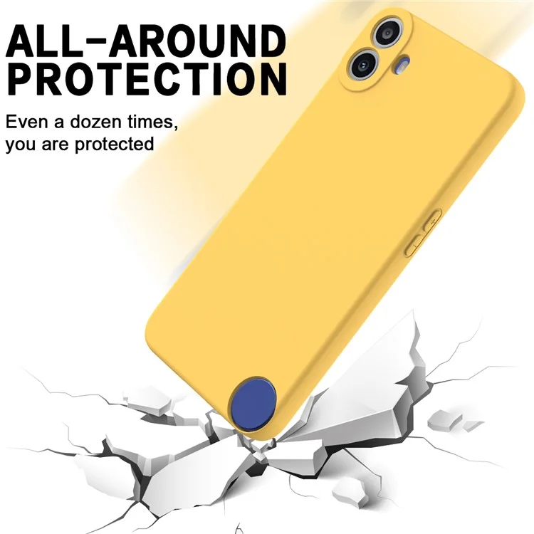 For Nothing CMF Phone 1 Case Liquid Silicone Anti-Scratch Phone Cover with Hand Strap - Yellow