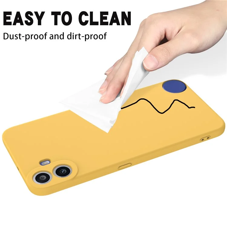 For Nothing CMF Phone 1 Case Liquid Silicone Anti-Scratch Phone Cover with Hand Strap - Yellow