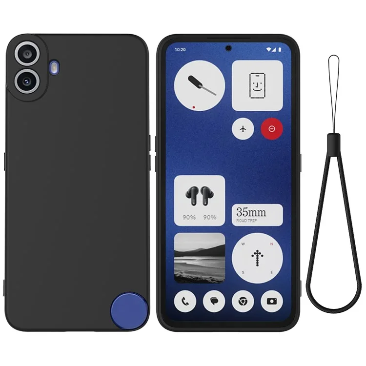 For Nothing CMF Phone 1 Case Liquid Silicone Anti-Scratch Phone Cover with Hand Strap - Black