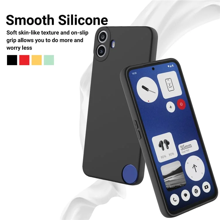 For Nothing CMF Phone 1 Case Liquid Silicone Anti-Scratch Phone Cover with Hand Strap - Black
