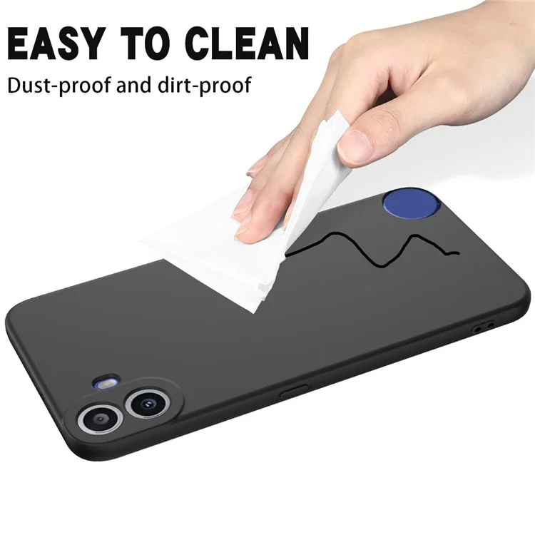 For Nothing CMF Phone 1 Case Liquid Silicone Anti-Scratch Phone Cover with Hand Strap - Black