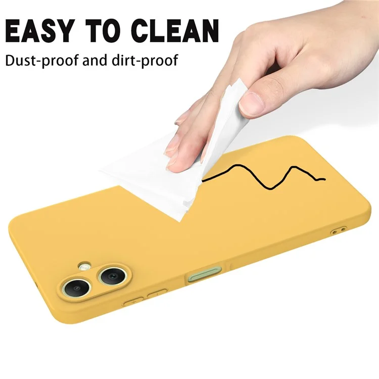 For Samsung Galaxy A06 4G Case Liquid Silicone Anti-Scratch Phone Cover with Hand Strap - Yellow