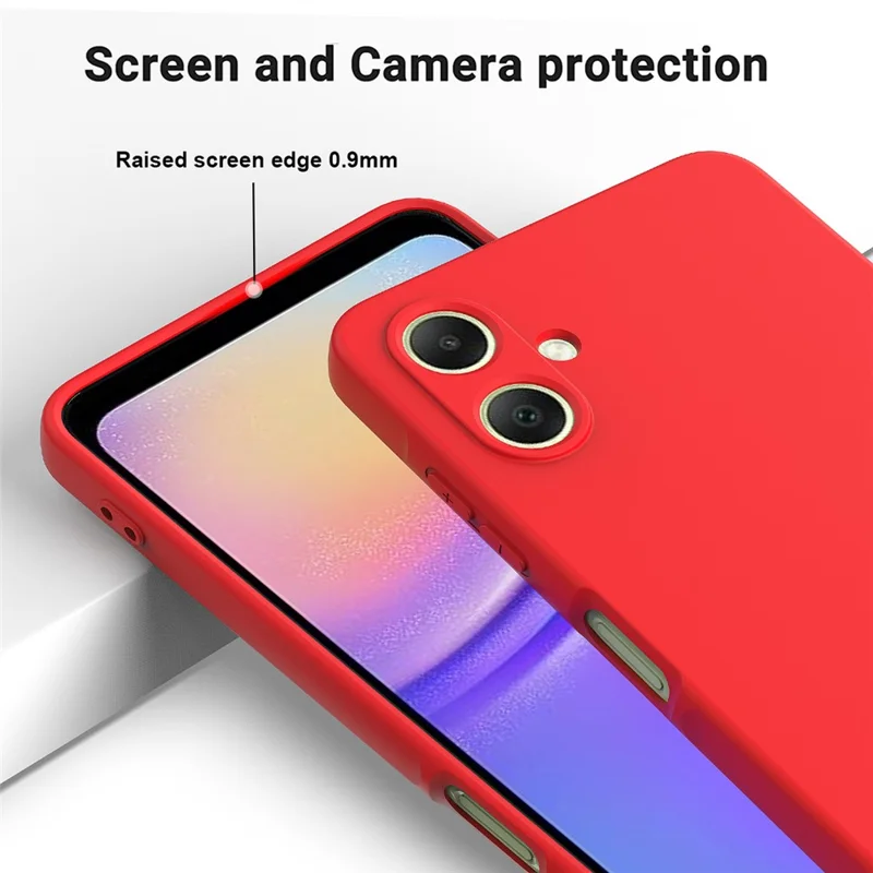 For Samsung Galaxy A06 4G Case Liquid Silicone Anti-Scratch Phone Cover with Hand Strap - Red