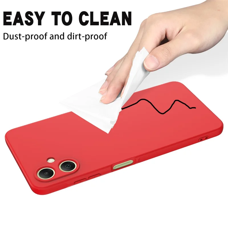 For Samsung Galaxy A06 4G Case Liquid Silicone Anti-Scratch Phone Cover with Hand Strap - Red