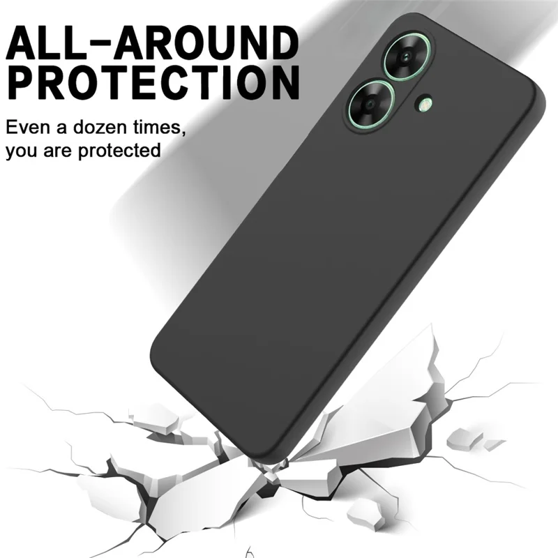 Para Realme Narzo N61 Case 4G Liquid Silicone Silicone Cubierta de Teléfono Anti-Scratch Con Correa de Mano - Negro
