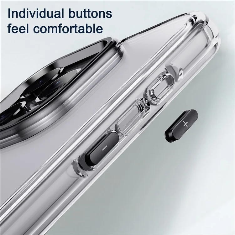 IPAKY для iPhone 16 Pro Clear Case Metal Lens Frame Shockproof TPU Phone Cover - Silver