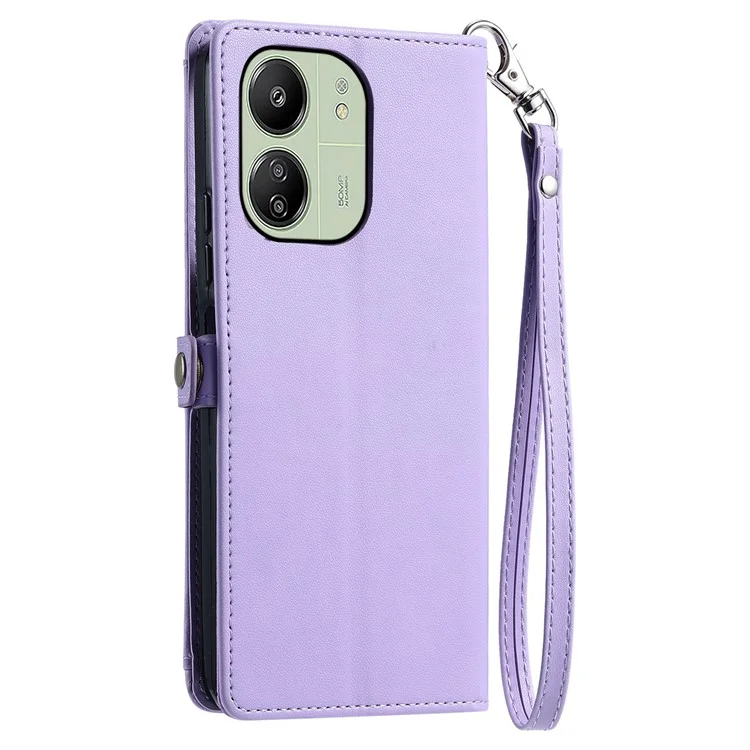 Para Xiaomi Redmi 13C 5G / 13C 4G Case de Cuero Funda Para la Billetera Con Correas - Púrpura