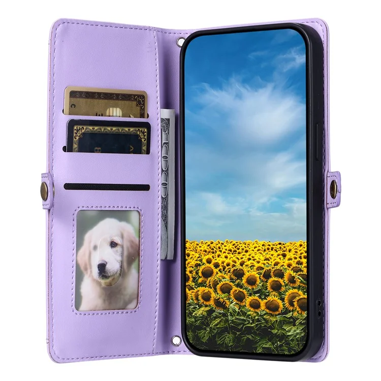 Para Xiaomi Redmi 13C 5G / 13C 4G Case de Cuero Funda Para la Billetera Con Correas - Púrpura