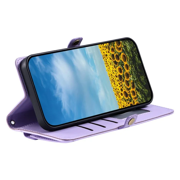 Para Xiaomi Redmi 13C 5G / 13C 4G Case de Cuero Funda Para la Billetera Con Correas - Púrpura